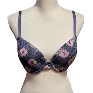 Victoria's Secret Floral Lined Demi Bra Underwire Multiway Blue Pink Size 38C